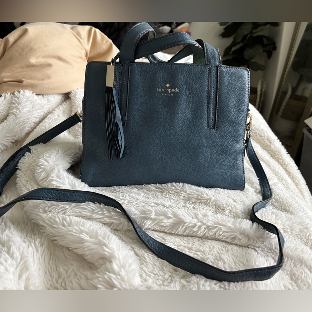 Kate Spade Dominique New York Grey Street Leather Harbor-Blue